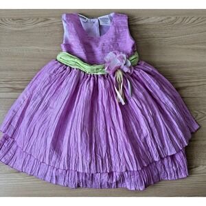 Toddler Girls 2T Pink Flower Girl Easter Wedding Party Dress Floral Tulle READ
